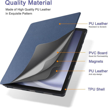 CoBak Hülle für Samsung Galaxy Tab A9 Plus 11 Zoll 2023, PU Leder Smart Cover, Auto Sleep/Wake, Dunkelblau