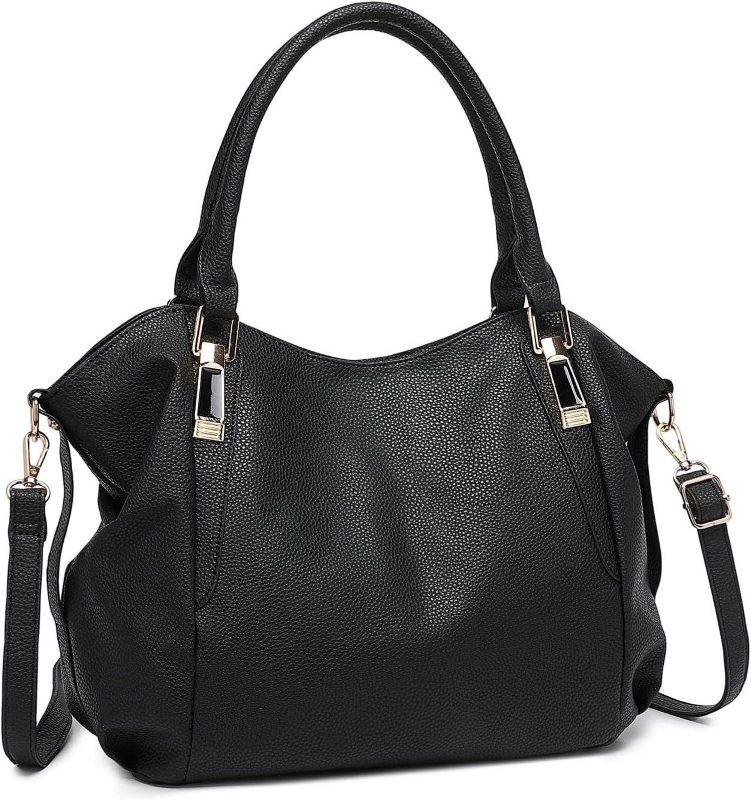 Große schwarze Damen Tote Bag aus PU-Leder, vielseitige Handtasche
