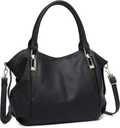 Große schwarze Damen Tote Bag aus PU-Leder, vielseitige Handtasche