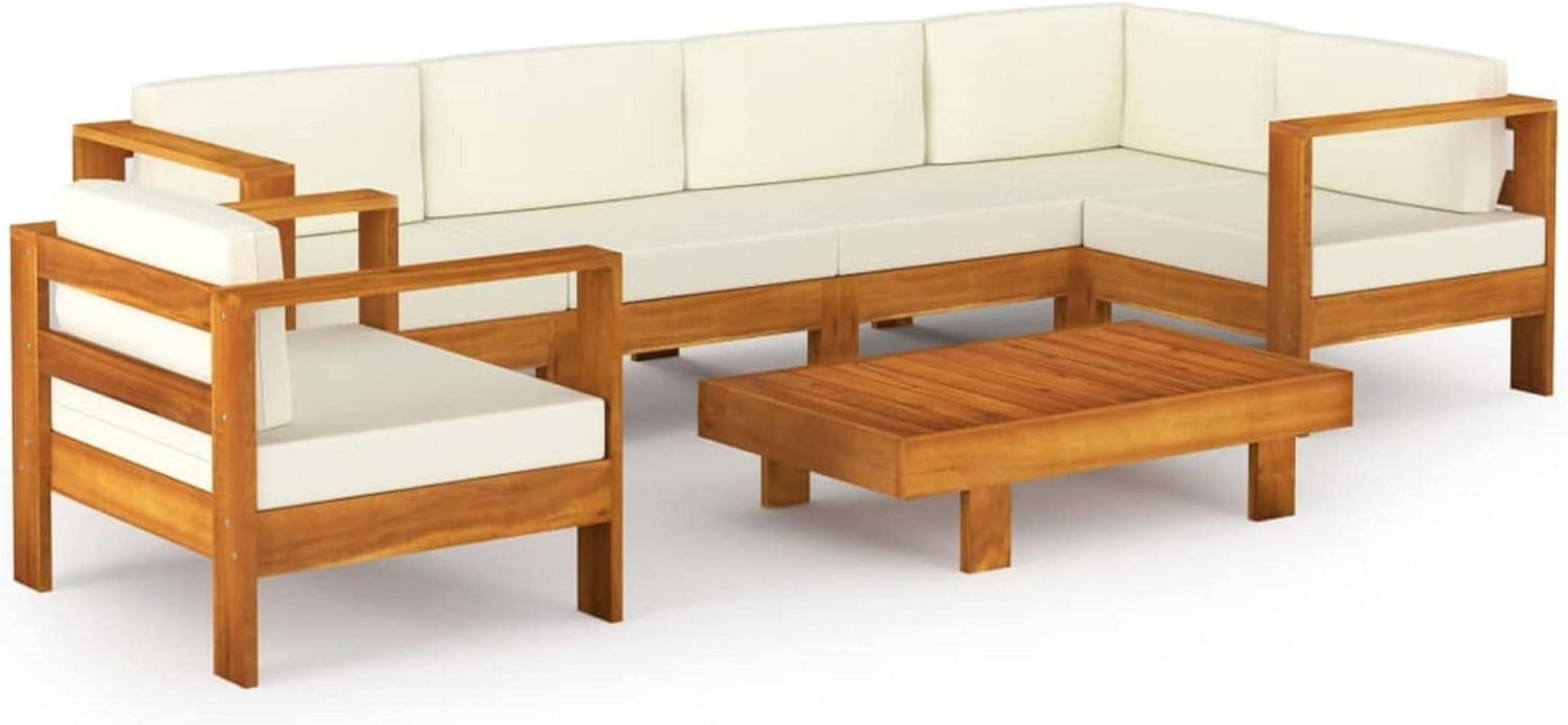 Gartenlounge-Set Holz Ecksofa Loungemöbel Akazie