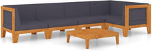 Gartenmöbel Set Holz Lounge Ecksofa Akazie 6-tlg Dunkelgrau