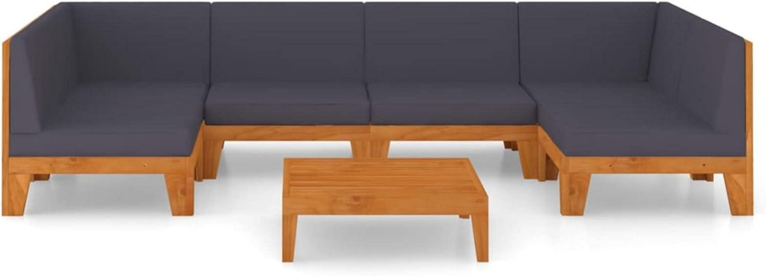 Gartenmöbel Set Holz Lounge Outdoor Ecksofa Sitzgruppe Akazie 7-tlg