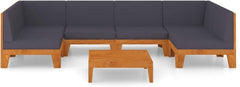 Gartenmöbel Set Holz Lounge Outdoor Ecksofa Sitzgruppe Akazie 7-tlg