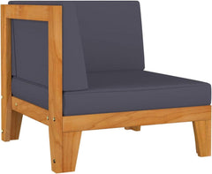 Gartenmöbel Set Holz Lounge Ecksofa Outdoor Akazie 7-tlg Dunkelgrau