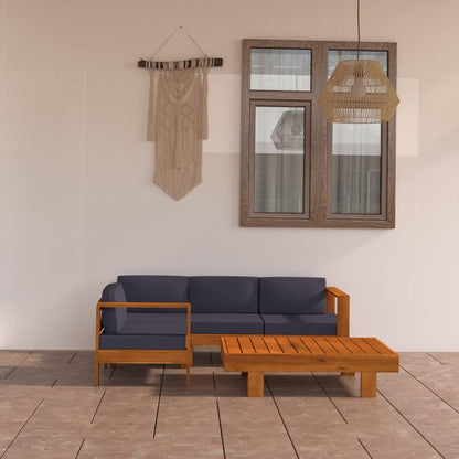 Gartenmöbel Set Holz Lounge Ecksofa Akazie 5-tlg Dunkelgrau