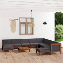 Gartenmöbel Set Akazie Holz Ecksofa Lounge 11-tlg dunkelgrau