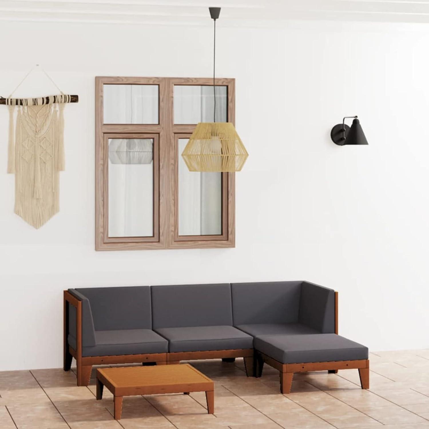Garten Lounge Set Holz Outdoor Ecksofa Sitzgruppe 5-TLG Akazie
