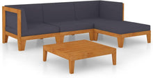 Gartenmöbel Set Holz Lounge Outdoor Ecksofa 5-tlg Massivholz