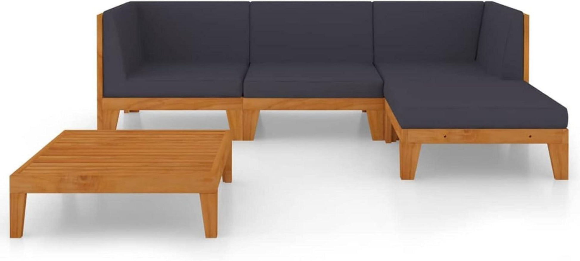 Garten Lounge Set Holz Outdoor Ecksofa Sitzgruppe 5-TLG Akazie