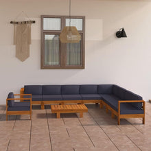 Gartenlounge Set Holz Ecksofa Loungemöbel Akazie 10tlg dunkelgrau