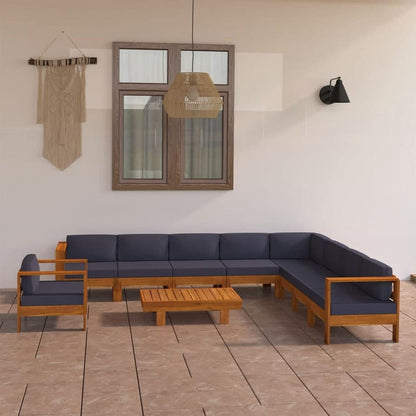 Gartenlounge Set Holz Ecksofa Loungemöbel Akazie 10tlg dunkelgrau
