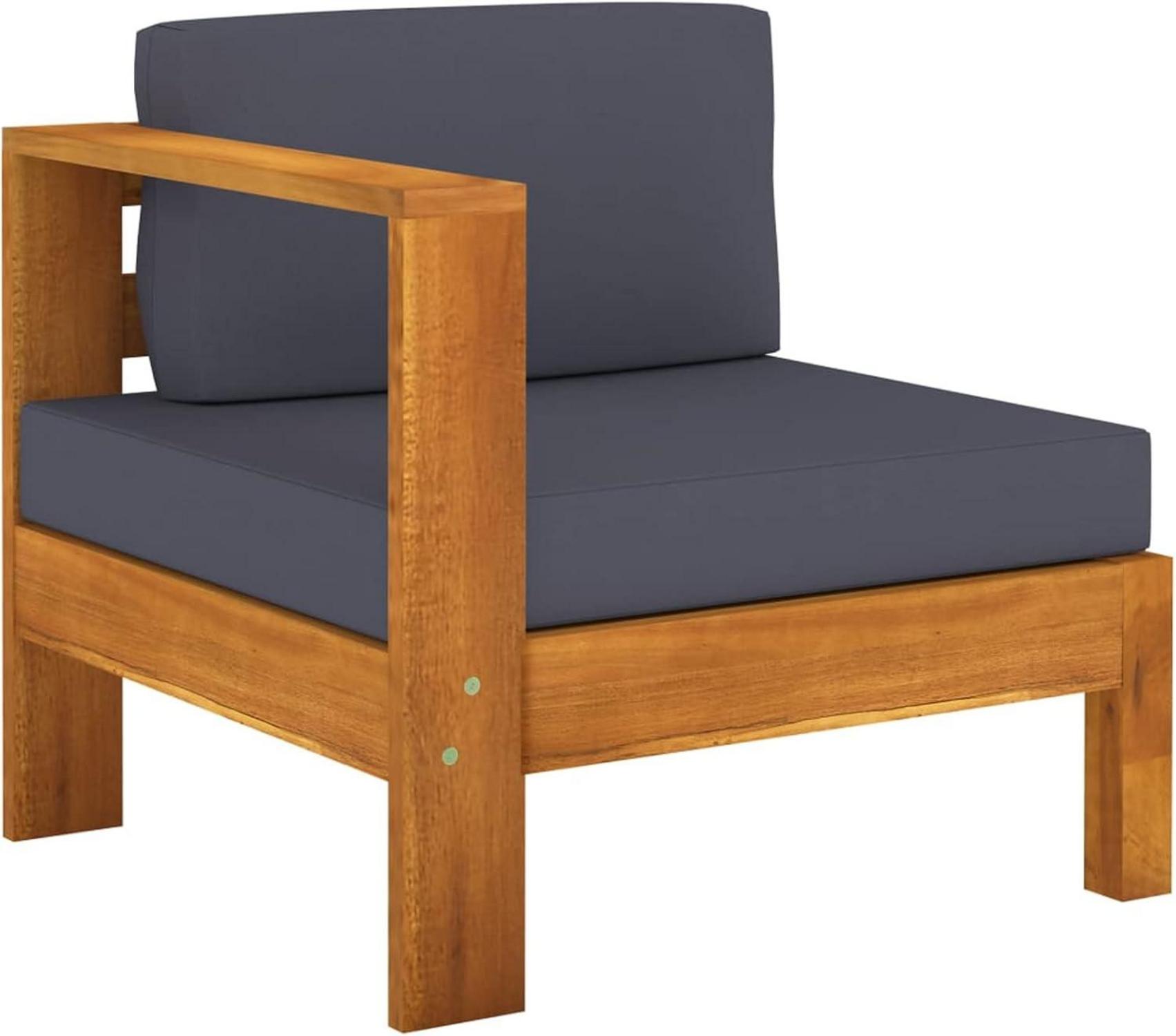 10-tlg Holz Gartenmöbel Lounge Set Ecksofa Outdoor Akazie dunkelgrau