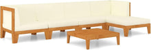 Gartenmöbel Set Holz Lounge Ecksofa Akazie 6-TLG Creme