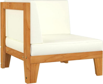 Gartenmöbel Lounge Set Holz Ecksofa Akazie Creme 6-tlg