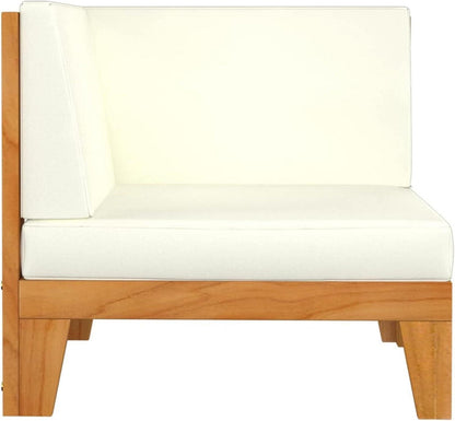6tlg Gartenmöbel Set Holz Ecksofa Akazie Outdoor Lounge Creme