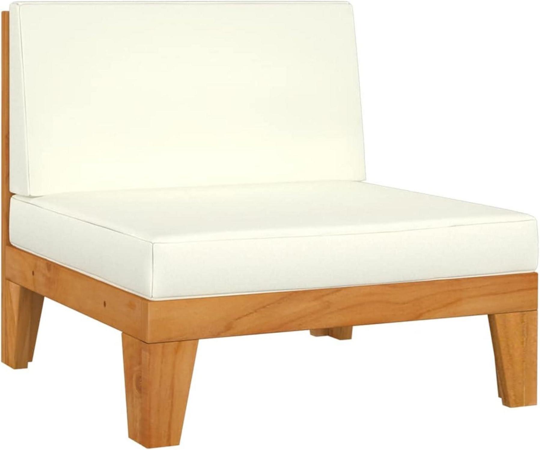 Gartenmöbel Set Holzlounge Ecksofa Sitzgruppe Akazie 6-tlg Creme
