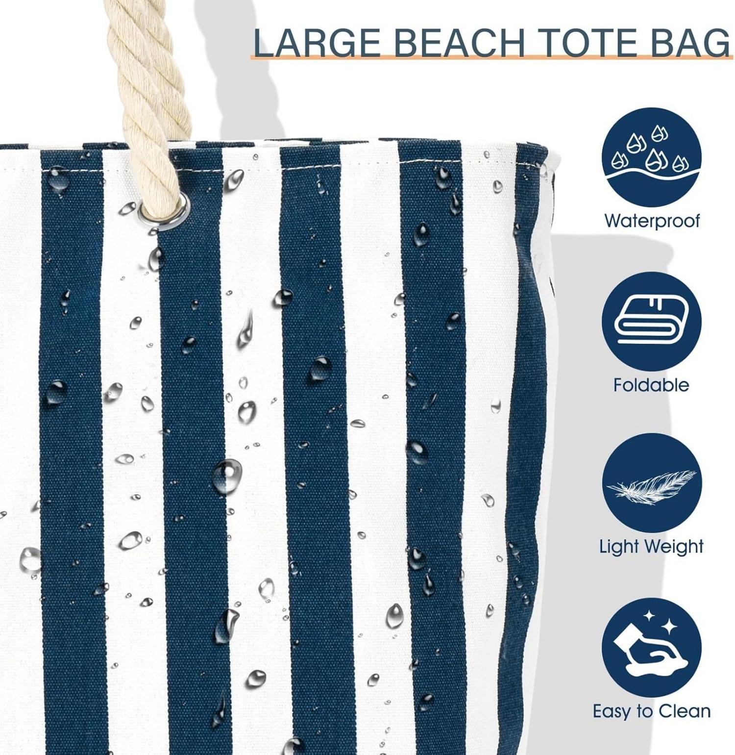 Strandtasche Damen Groß Tote Bag Wasserdicht XXL Urlaub Dunkelblau