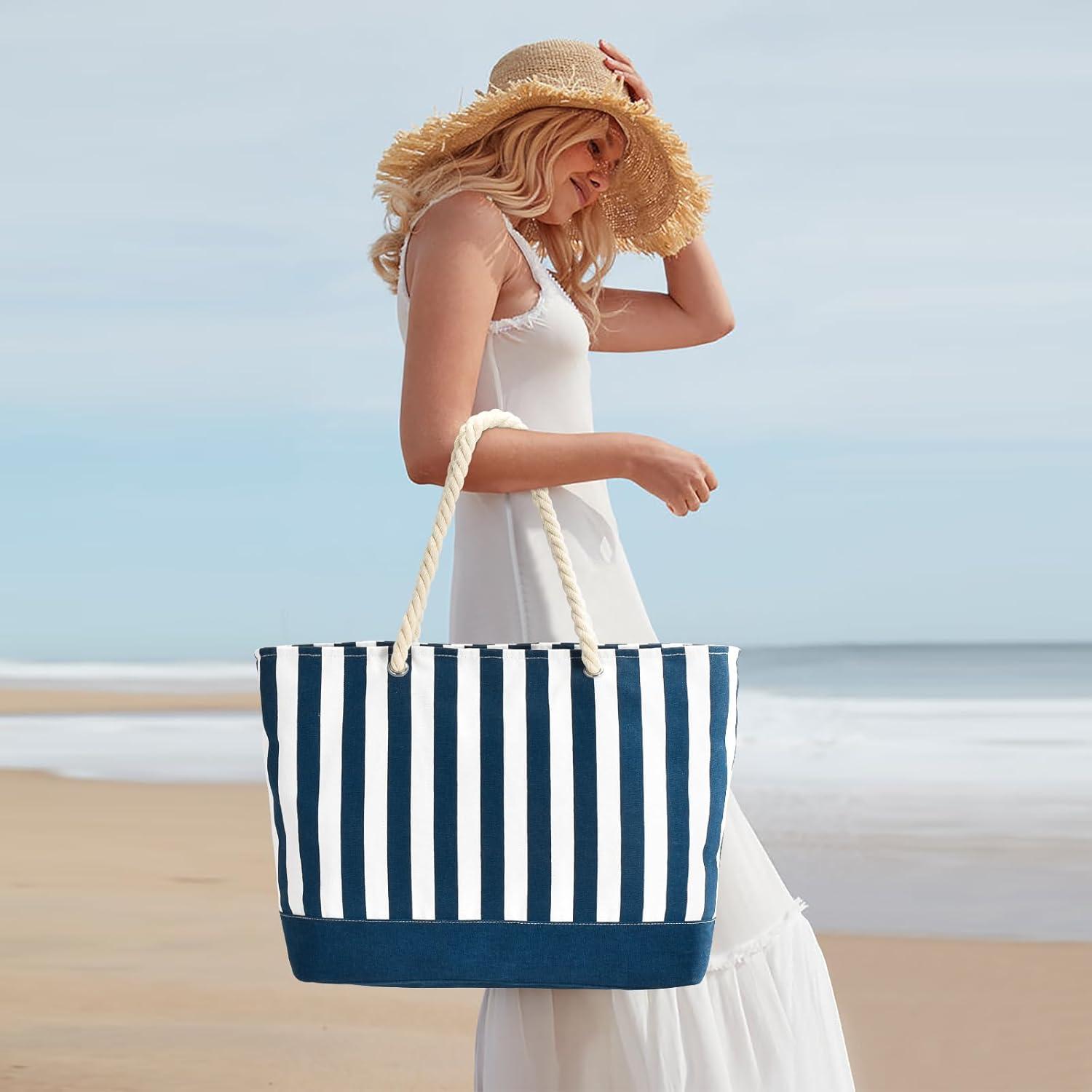 Große Wasserdichte Strandtasche Damen Tote Bag XXL Strandurlaub Blau