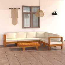 Gartenmöbel Set Holz Lounge Ecksofa 7-tlg. Akazie Creme