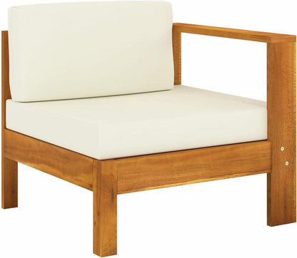 Massives Akazienholz Gartenmöbel Set Ecksofa Outdoor Lounge 7-tlg Creme