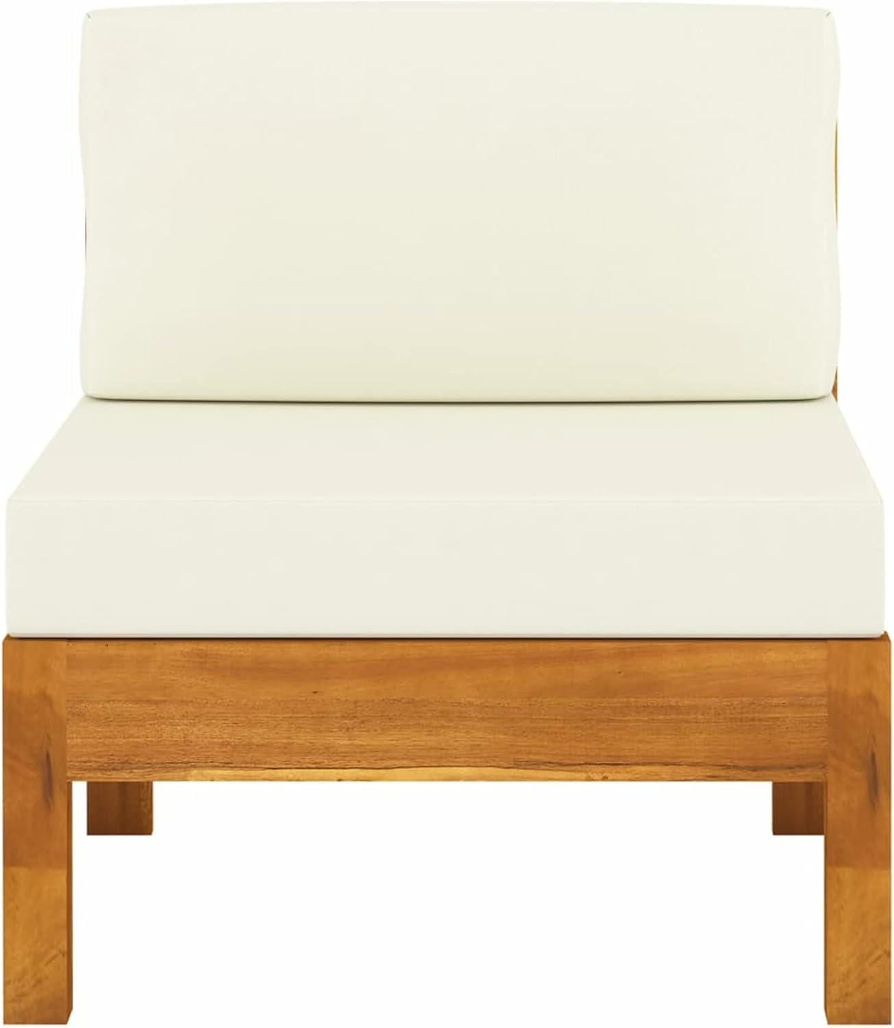 Gartenmöbel Set Holz Ecksofa Lounge Massivholz Akazie 7-tlg Creme