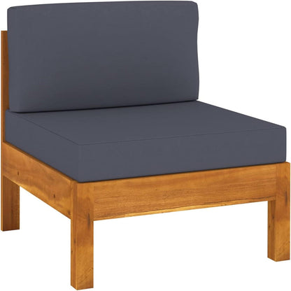 Faroom Gartenlounge Outdoor Ecksofa Holz Lounge Set 9-tlg. Akazie Dunkelgrau