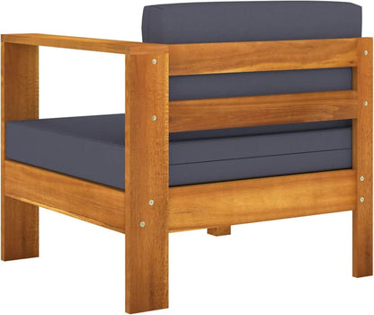 Holz Lounge Set Akazie 9-tlg Gartenmöbel Ecksofa Outdoor Dunkelgrau