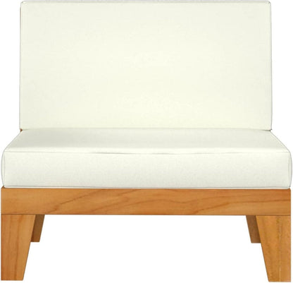 Gartenmöbel Set Holz Ecksofa Lounge Outdoor Akazie 5-tlg Creme