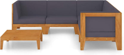 Gartenmöbel Set Holz Lounge Modular 6-tlg. Akazie Dunkelgrau