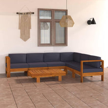 7-tlg. Gartenlounge-Set Holz Ecksofa Akazie Dunkelgrau