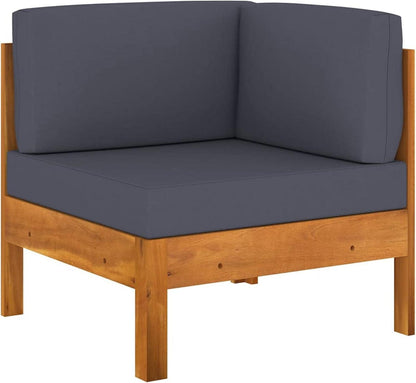 7-tlg. Gartenlounge-Set Holz Ecksofa Akazie Dunkelgrau