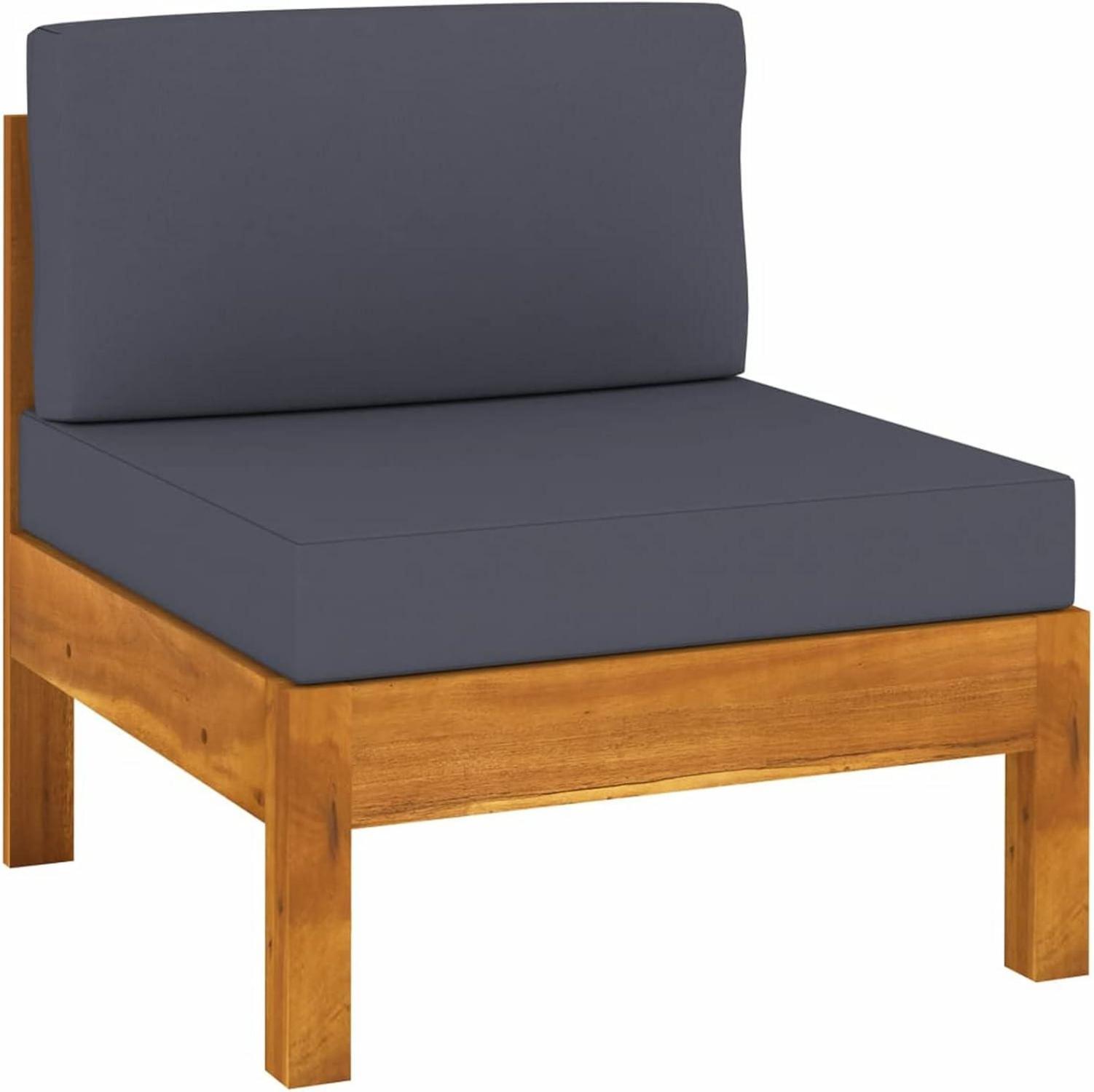 Outdoor Lounge Set Akazie Holz Ecksofa 7-tlg Dunkelgrau