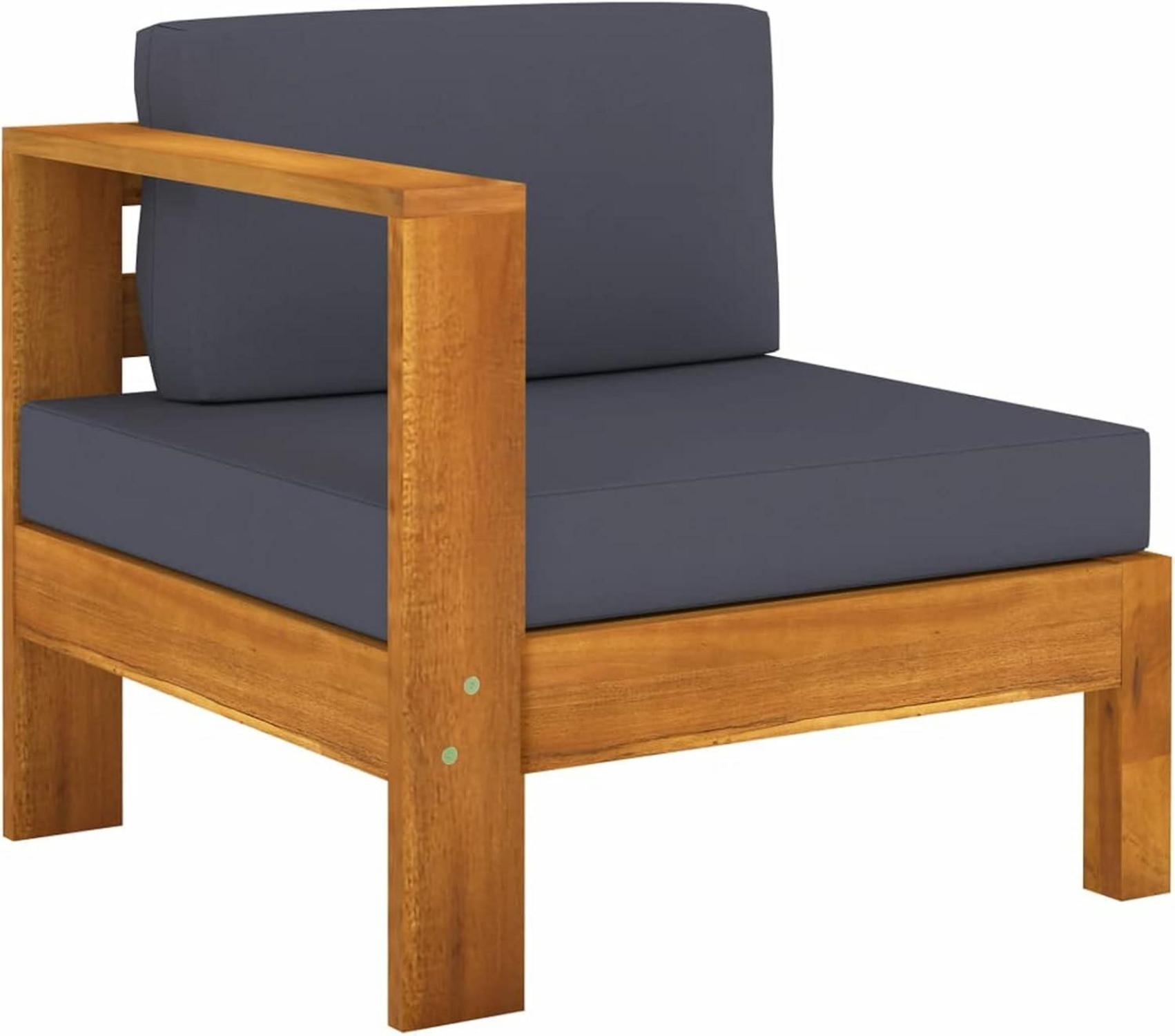 Outdoor Lounge Set Akazie Holz Ecksofa 7-tlg Dunkelgrau