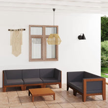 Gartenmöbel Set Holz Lounge Ecksofa 6-tlg-Type-5 Akazie dunkelgrau