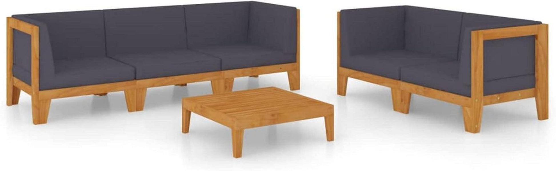 Gartenlounge-Set Holz Outdoor Ecksofa Akazie 6-tlg-Type-5