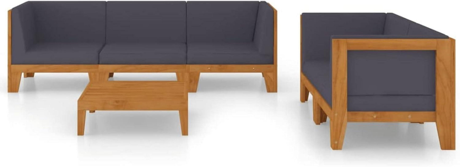 Gartenmöbel Set Holz Lounge Ecksofa 6-tlg-Type-5 Akazie dunkelgrau
