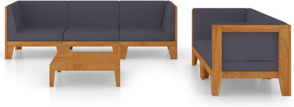 Gartenmöbel Set Holz Lounge Ecksofa 6-tlg-Type-5 Akazie dunkelgrau