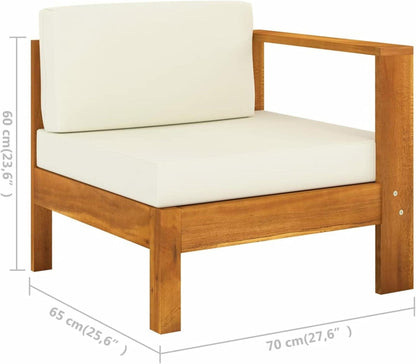 Gartenmöbel Set Holz Lounge Ecksofa Sitzgruppe Akazie 10-tlg Creme