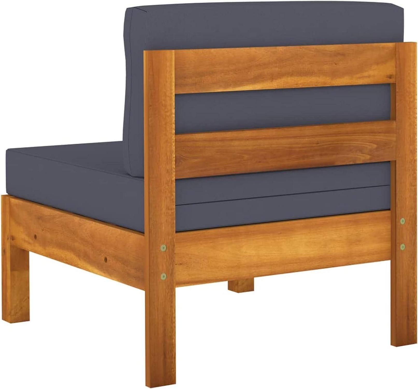Gartenlounge-Set Holz Ecksofa Akazie 8-tlg Dunkelgrau