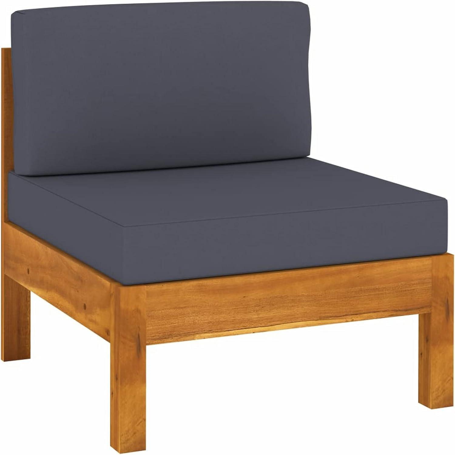 Gartenmöbel Set Holz Lounge Ecksofa Akazie Dunkelgrau 8-teilig