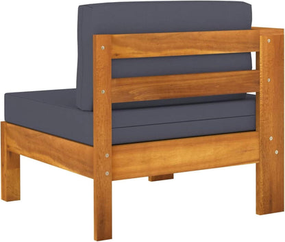 Gartenmöbel Set Holz Lounge Ecksofa Akazie Dunkelgrau 8-teilig