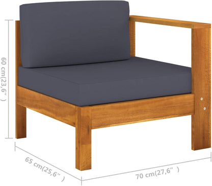 Gartenlounge-Set Holz Ecksofa Akazie 8-tlg Dunkelgrau
