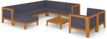 Gartenmöbel Set Holz Ecksofa Akazie 10-TLG Dunkelgrau