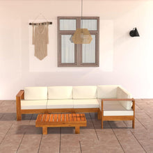 Gartenmöbel Set Holz Gartenlounge Ecksofa Outdoor 6-tlg Creme
