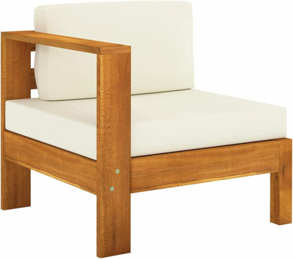 Gartenmöbel Set Holz Lounge Outdoor Ecksofa Sitzgruppe Loungemöbel Massivholz Akazie 6-tlg Creme