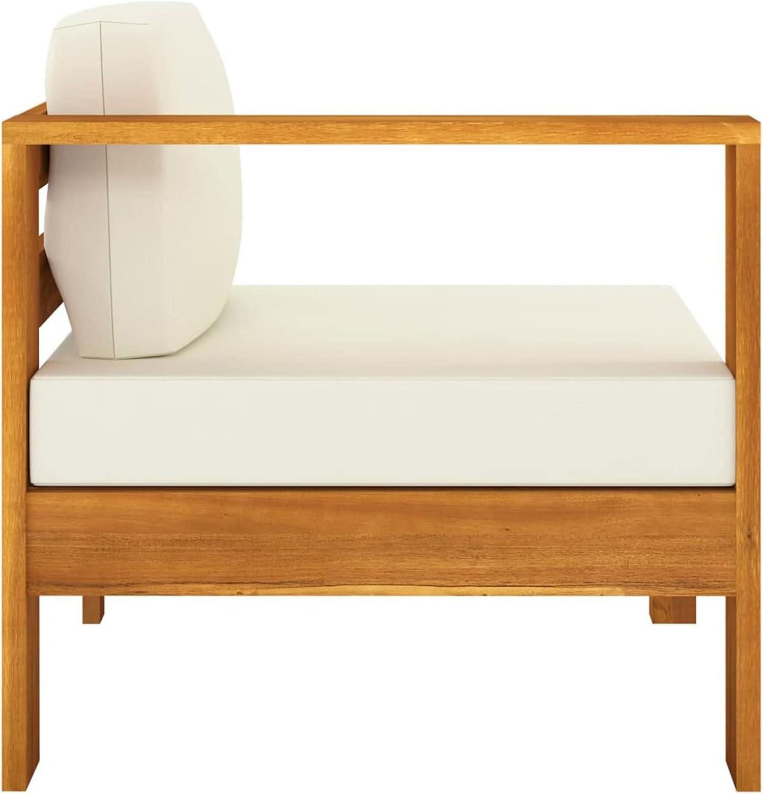 Gartenmöbel Lounge Set Ecksofa Holz Akazie 6-tlg Creme