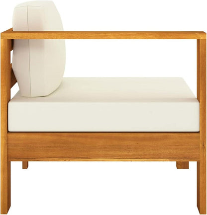 Gartenmöbel Lounge Set Ecksofa Holz Akazie 6-tlg Creme