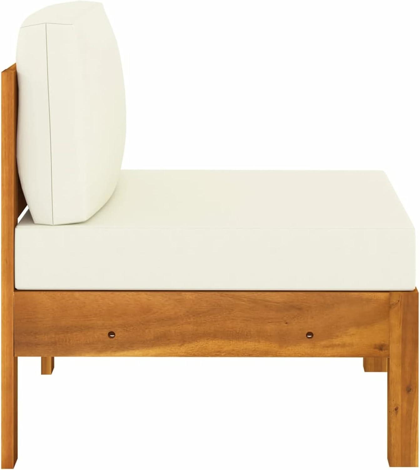 Gartenmöbel Set Holz Lounge Outdoor Ecksofa Sitzgruppe Loungemöbel Massivholz Akazie 6-tlg Creme