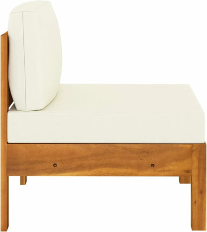 Gartenmöbel Set Holz Lounge Outdoor Ecksofa Sitzgruppe Loungemöbel Massivholz Akazie 6-tlg Creme