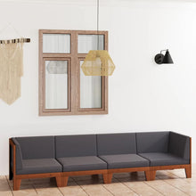 Gartenmöbel Set Holz Lounge Ecksofa Akazie 4-tlg Dunkelgrau